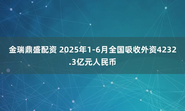 金瑞鼎盛配资 2025年1-6月全国吸收外资4232.3亿元人民币